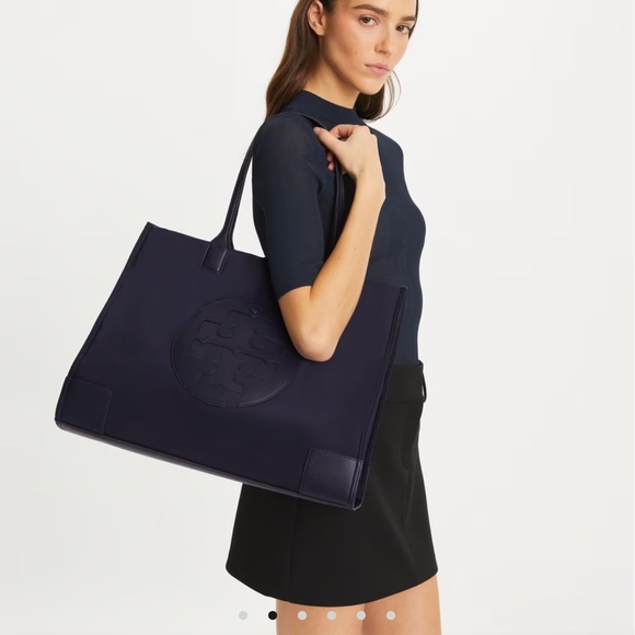 Tory Burch Ella Tote in Patent Navy - Picture 2 of 8